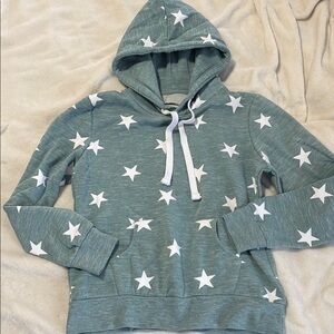 Dusty blue Reflex Hoodie with White Stars